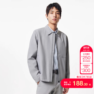 tq区绫致杰克琼斯春夏直筒翻领拉链插袋长袖 防泼水外套