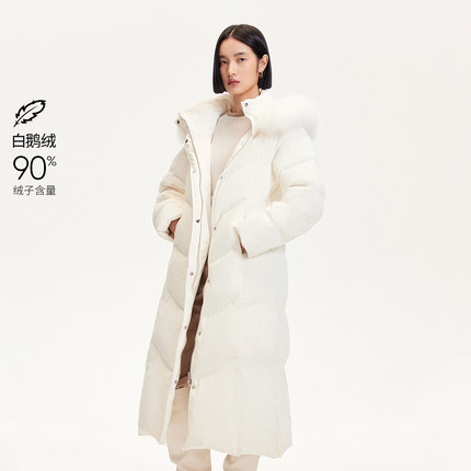 绫致Vero Moda羽绒服女2026春季新款90白鹅绒狐狸毛领外套