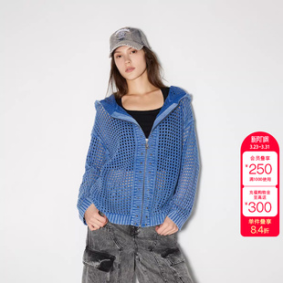 女时尚 针织衫 休闲假日连帽宽松落肩开衫 绫致ONLY秋冬新款