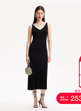 vq区绫致Vero Moda连衣裙25春V领纯色修身显瘦亮闪针织裙优雅气质