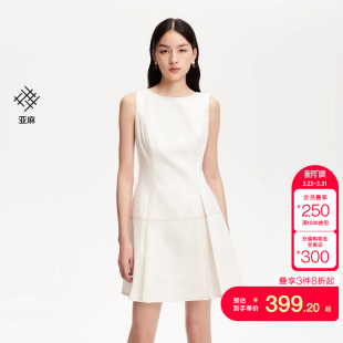 饰百褶连衣裙百搭 圆领撞色明线装 vq区绫致Vero Moda连衣裙夏季