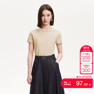 圆领纯色含棉短袖 新款 基础百搭 ModaT恤夏季 vq区绫致Vero