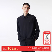 t区杰克琼斯春夏新男直筒翻领纯色弹力胶印长袖 上衣衬衫