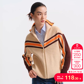 女时尚 开衫 潮 Moda毛衣24秋冬休闲舒适拼色拉链长袖 t区绫致Vero