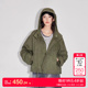 绫致ONLY2025春夏新款 机能风纯色做旧宽松保暖连帽外套女