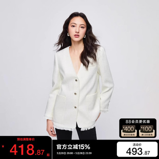 时尚 绫致ONLY2024春夏新款 宽松显瘦通勤风直筒西服外套女