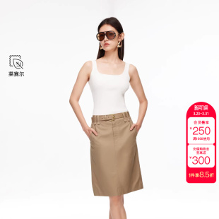 绫致Vero 含棉莱赛尔高腰开衩中裙 Moda半身裙秋冬新款