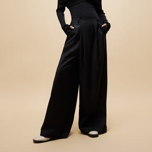 女潮 休闲裤 tq区绫致ONLY春夏新时尚 百搭不对称高腰阔腿长裤