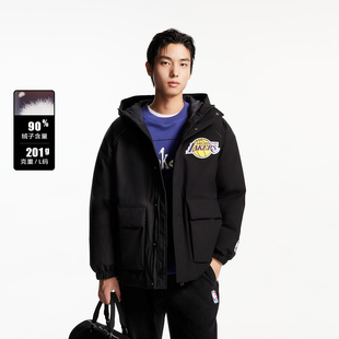 tq区绫致杰克琼斯冬NBA联名湖人队百搭宽松连帽羽绒服男