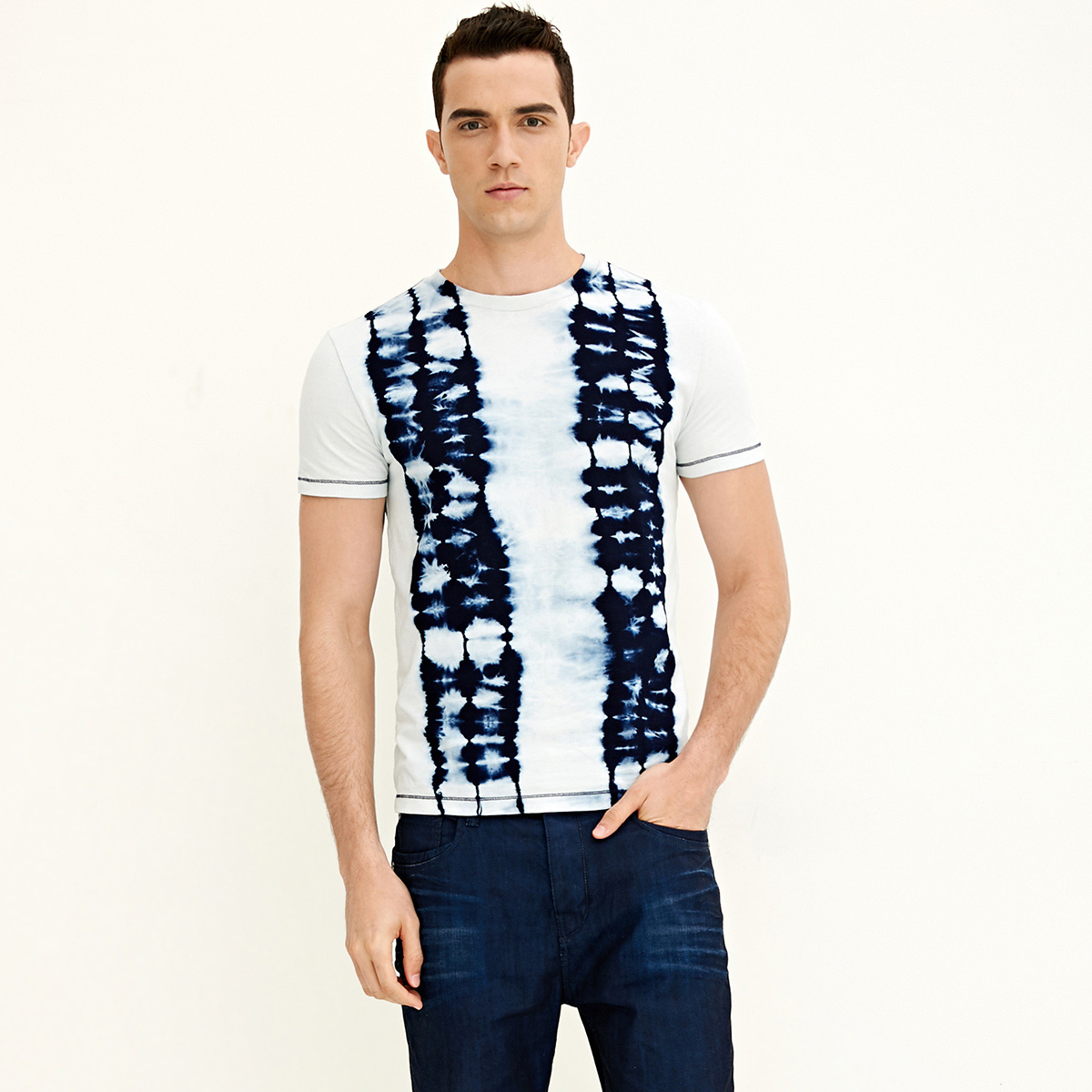 JackJones½Ü¿ËÇí˹Äд¿ÃÞÔ²Áì¶ÌÐäTÐôO-217101572
