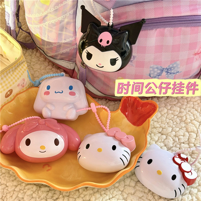 创意可爱头型玩偶造型时间日期书包挂件学生考试看时间电子小挂表