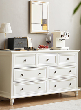 美式斗柜白色五六七八九实木储物柜客厅收纳柜卧室抽屉柜轻奢家具