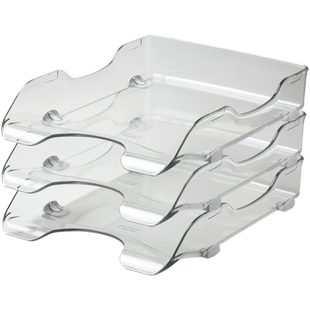 日本索尼克耐压承重2公斤透明文件盘SONIC多层堆叠彩色桌面资料整理学生书架办公文件架加厚文件收纳文件盒