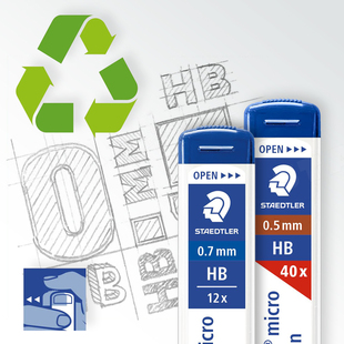 德国STAEDTLER施德楼255自动铅芯铅笔芯2B 0.7不易断活动铅芯黑色自动笔250进口顺滑石墨铅芯 HB铅芯替芯0.5