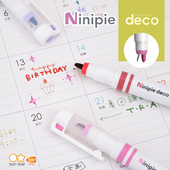 特卖√太阳星Ninipie粗细双头荧光笔日本马克笔双色0.5针管尖斜头划重点标记号标注 2026N.开门红 狂欢