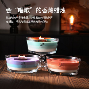伴手礼木芯香氛摆件 船型白噪音香薰蜡烛杯生日礼物高级感礼盒套装
