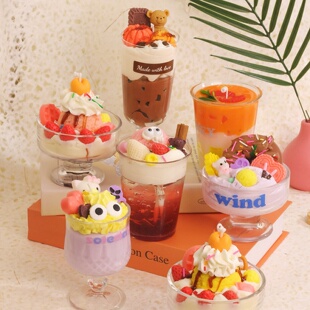 可爱甜品造型香薰蜡烛卡通圣代冰淇淋杯蜡拍摄摆件生日礼物少女心