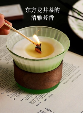 睡莲香薰蜡烛室内氛围感创意渐变杯香氛蜡烛摆件高级感生日伴手礼