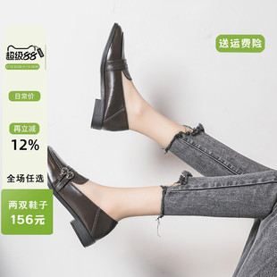 女2025新款 春款 英伦风小皮鞋 复古一脚蹬乐福鞋 41一43 百搭单鞋 大码