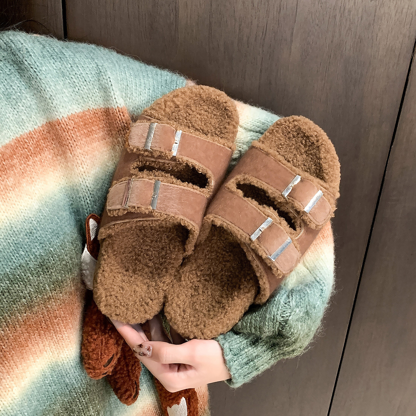 网红爆款厚底棉拖鞋女加绒平底毛毛拖鞋女外穿2025秋冬新款毛毛鞋,女鞋,毛毛鞋,淘宝优惠券,粉丝福利购,淘宝优惠卷