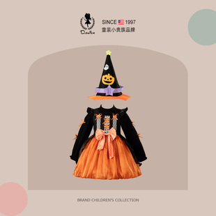 D.Bkyer女童南瓜公主裙万圣节儿童服装 cosplay女巫恶魔裙子灯笼裙