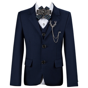 男童西装外套单衣上衣小西服男孩英伦帅气正装儿童礼服黑色演出服