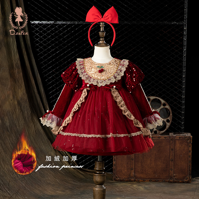 D.Bkyer女童红色连衣裙