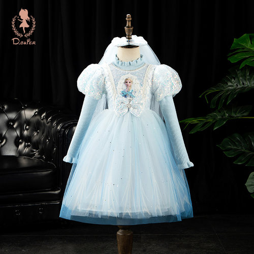 D.Bkyer冰雪奇缘女童爱莎公主裙