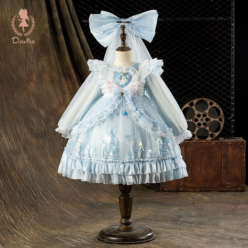 D.Bkyer冰雪奇缘艾莎公主裙女童春季爱莎女孩生日纱裙小礼服裙子