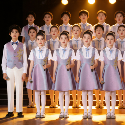 六一儿童合唱服装演出服男女童礼服中小学生表演朗读合唱团舞蹈服