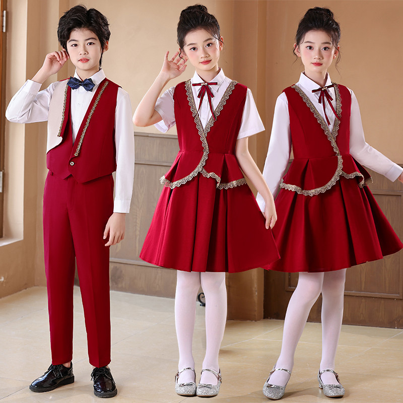 儿童大合唱中小学生运动会服装诗歌朗诵男女童演讲比赛红歌演出服
