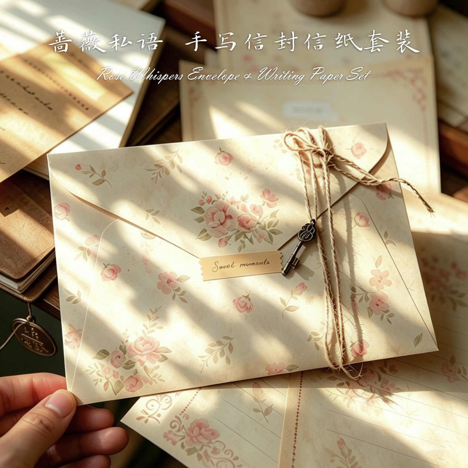 蔷薇私语手写信封信纸套装图片