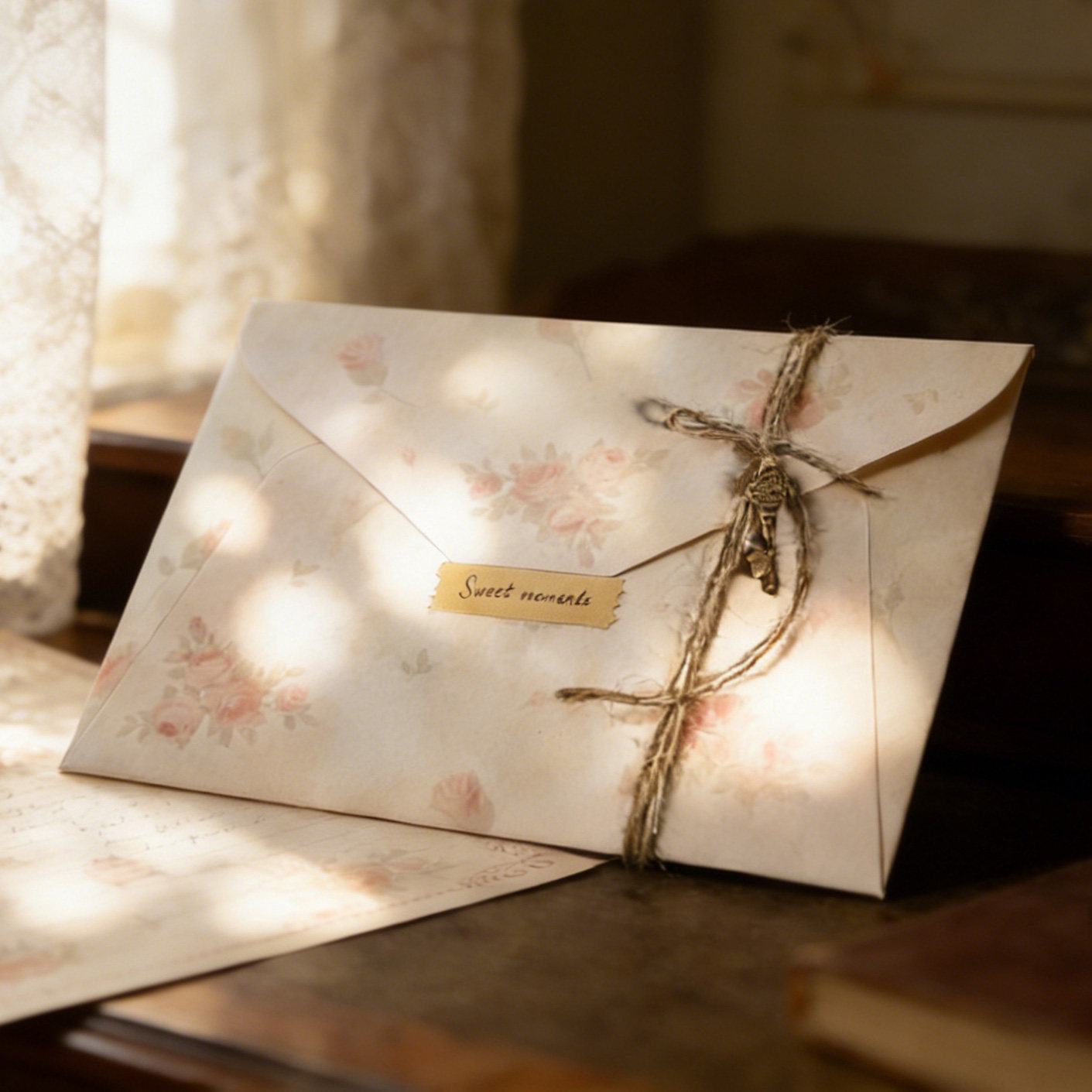 玫瑰絮语信封信纸 文艺复古加厚牛皮纸高级感表白浪漫手写情书