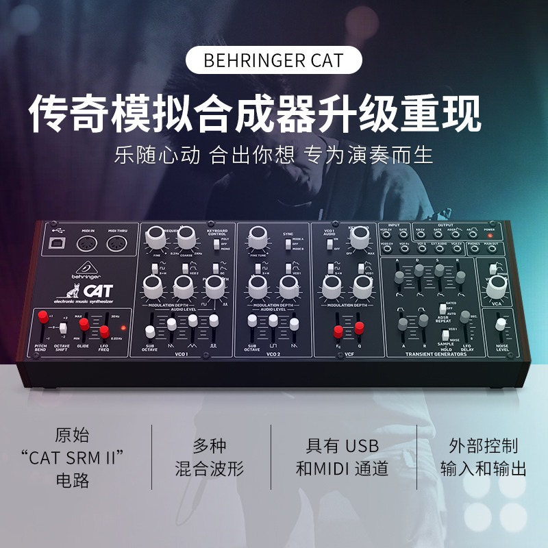 【野雅绫】behringer百灵达 CAT 双VCO模拟合成器录音棚滤波