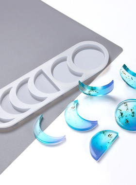 卡通月亮硅胶模具DIY配件摆件滴胶模巧克力模月食的轨道朔望月