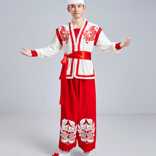 陕北男女同款安塞腰鼓演出服陕北打鼓秧歌传统陕北民歌表演服装