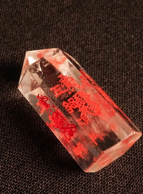 北法流通天然白水晶原石摆件水晶尖锥六棱柱装饰品五路财神运