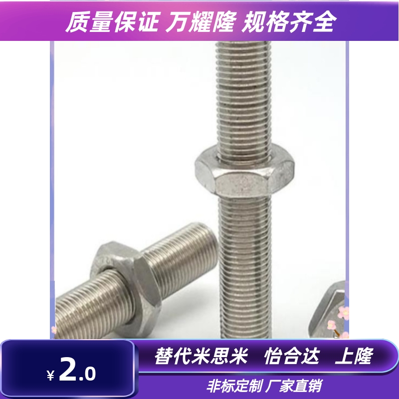 ANB10 12 16 20 内六角孔调整螺栓 细牙螺纹 碳钢镀锌可调螺丝