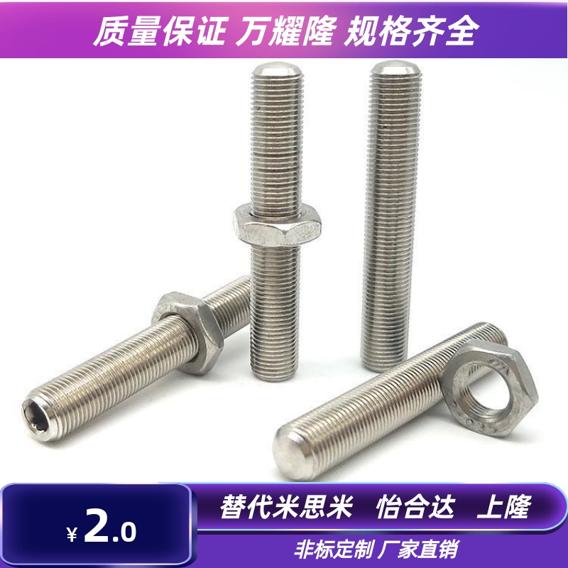 ANBM 8 10 12 16 20内六角孔型调整螺栓 表面镀镍 细牙螺纹