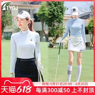 女士长袖 速干圆领打底衫 T恤女装 高尔夫球服装 运动长袖 上衣服装