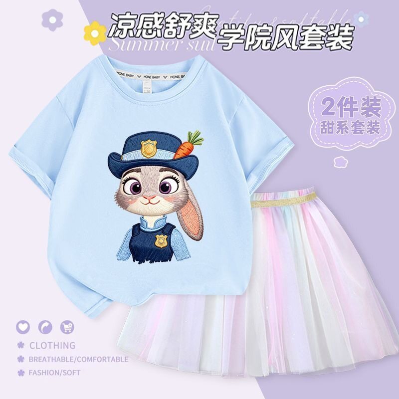 休闲100%棉夏季疯狂动物城套装
