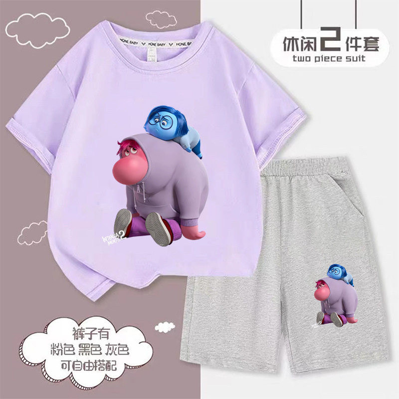 头脑特工队2岁男童衣服3女童短袖T恤4儿童夏季套装5卡通薄款夏装
