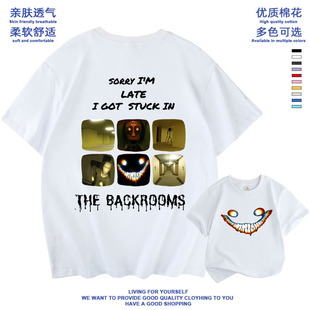 后室 backrooms动漫周边男女卡通印花棉短袖t恤半袖学生休闲夏装