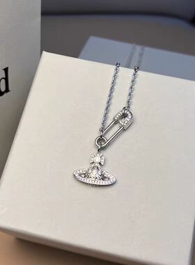 热销西太后别针星球项链锁骨链跨境潮流复古饰品义乌配饰厂家直销