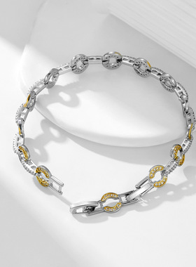 精致铜微镶手链镶钻时尚个性复古永恒之藤纹男女欧美潮流饰品