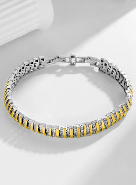 跨境欧美热销单排方形锆石网球链感铜手链亚马逊饰品厂家