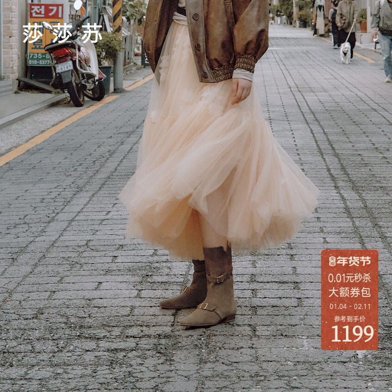 [自由牧歌]莎莎苏2025秋冬新款波西米亚风堆堆靴度假西部靴配裙子,女鞋,西部靴,淘宝优惠券,粉丝福利购,淘宝优惠卷