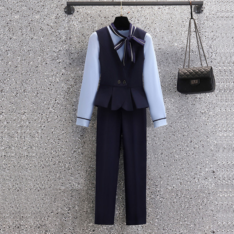 职业装套装女秋冬时尚气质空姐制服工装美容师酒店前台工作服套裙