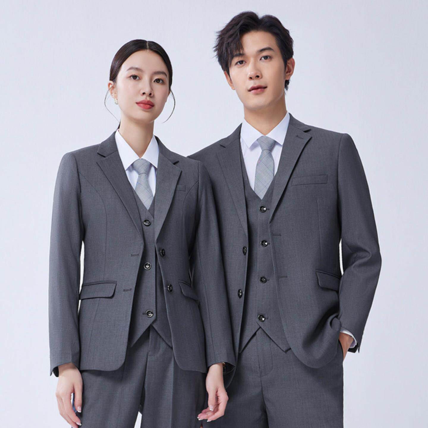 新版中信行服西装外套灰色西服套装工作服职业装中信银行柜员工装