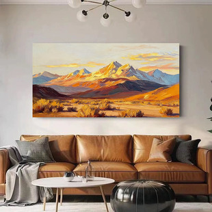 大芬村纯手绘油画背靠金山客厅沙发背景墙装饰画轻奢高级走廊壁画